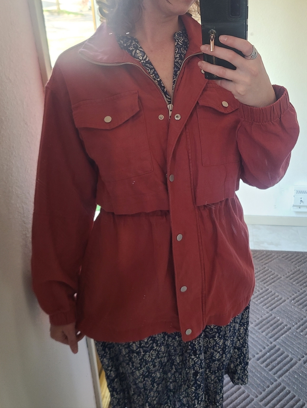 Women's Utility Jacket in Coral Pink
